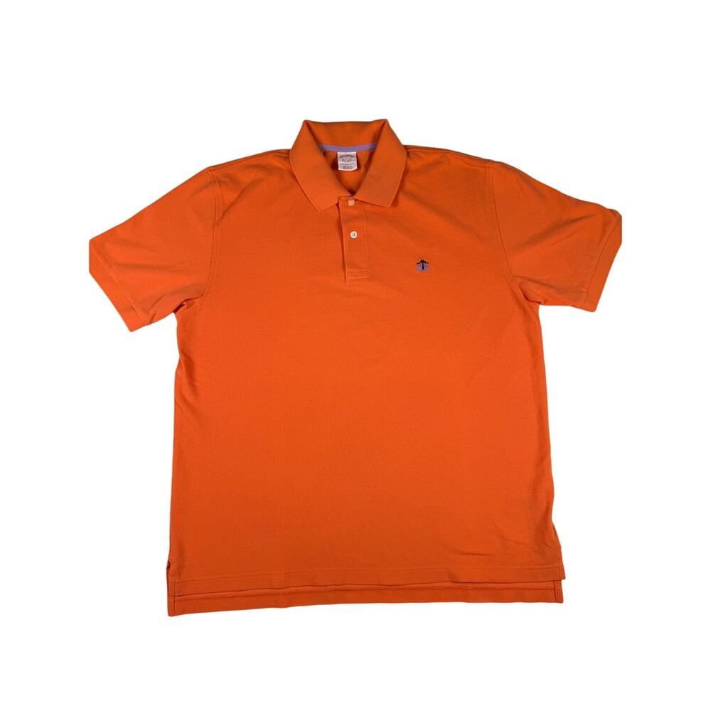 Brooks Brothers Men's Large Orange Performance Polo Shirt Original Fit Cotton